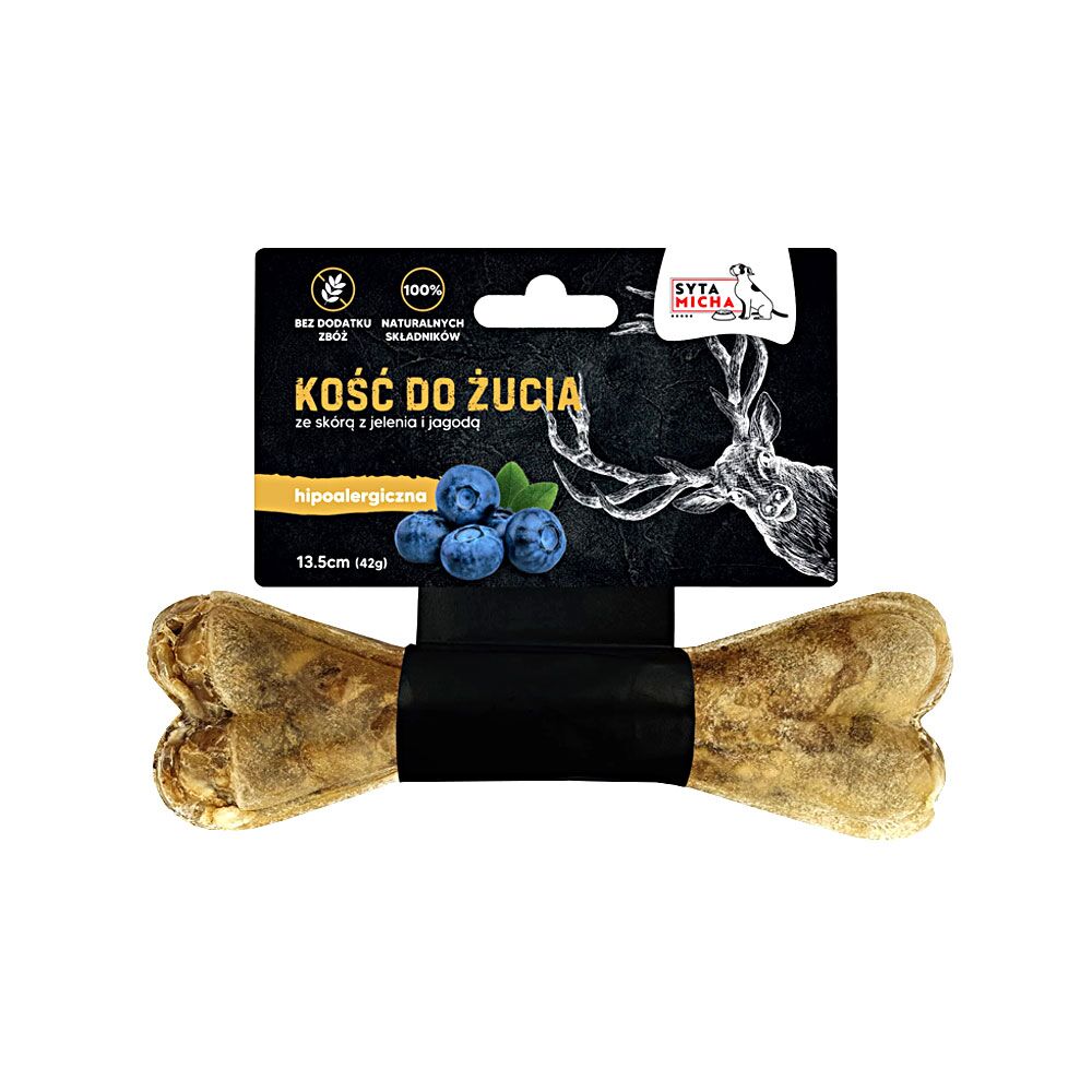 Kość do żucia ze skórą z jelenia i jagodą